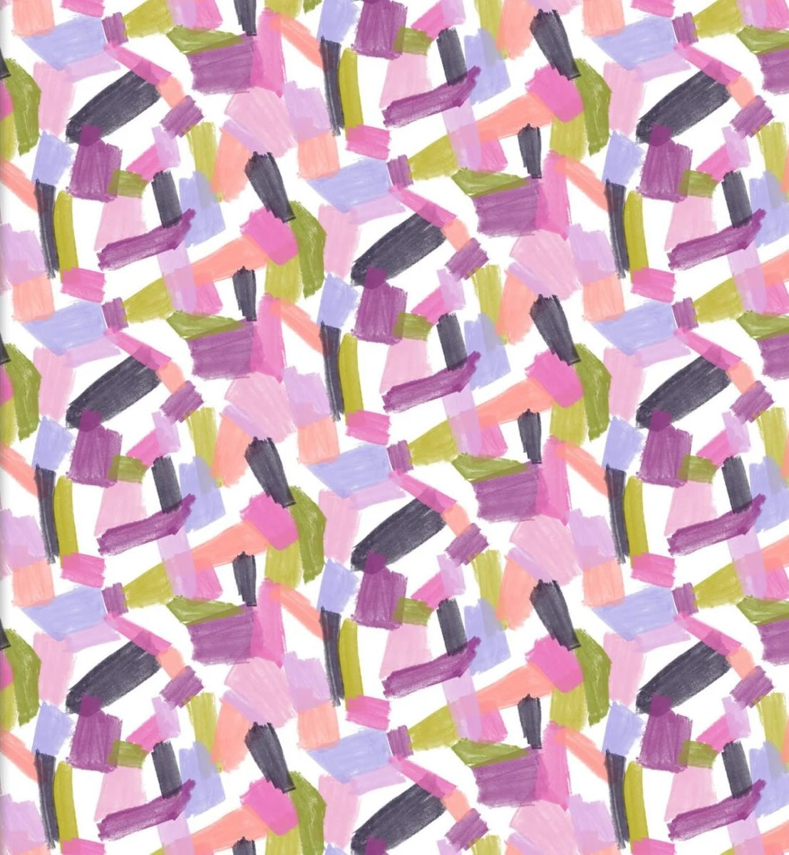 Purple Perfection- White Geo Brushstrokes: Sold by the 1/2 yard