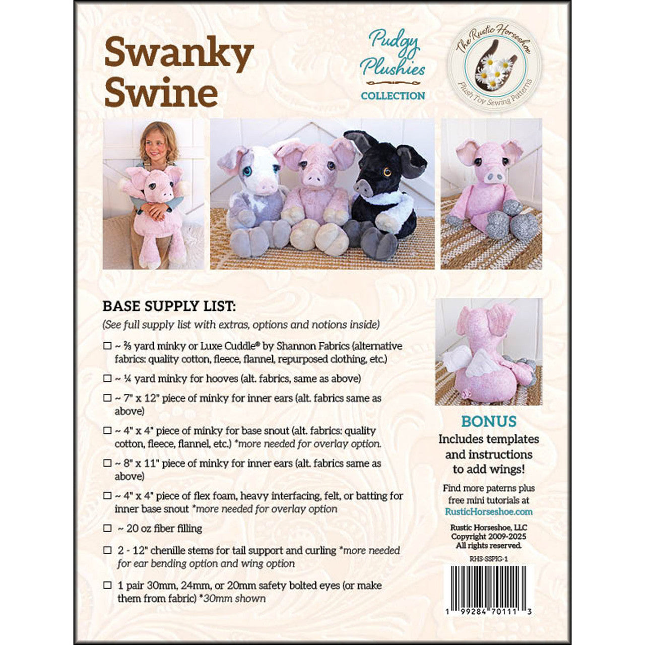 Swanky Swine Pudgy Plushies Pattern