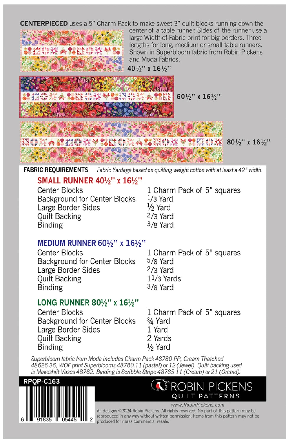 Centerpieced Table Runner Pattern