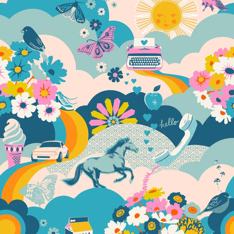 Best Day Ever- Teal Main: Sold by the 1/2 Yard