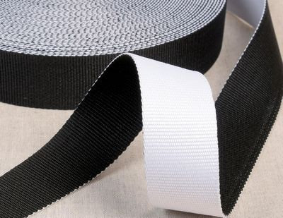 1.5" Reversible Webbing- Black/White: Sold By the Yard