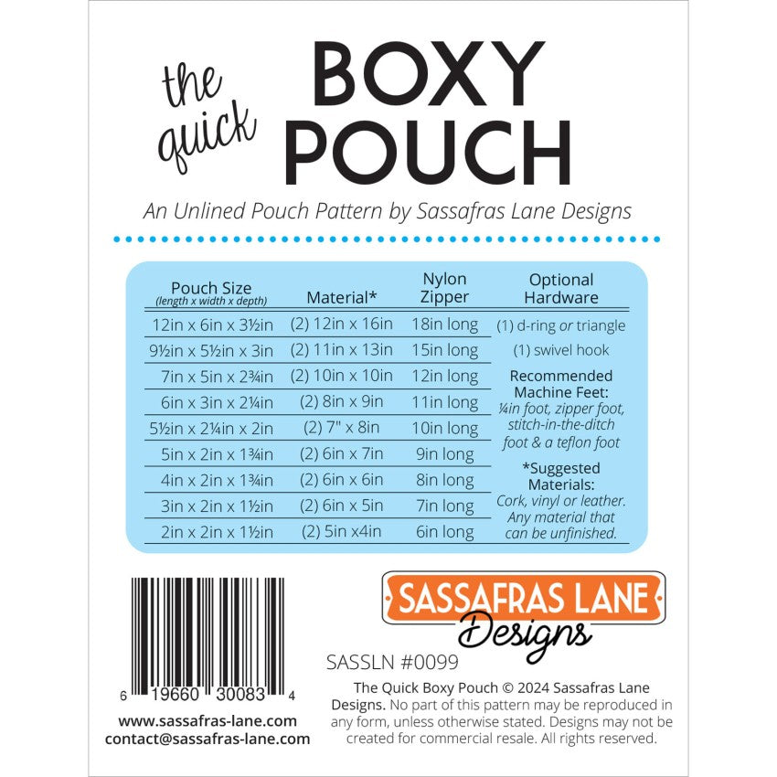 The Quick Boxy Pouch Pattern