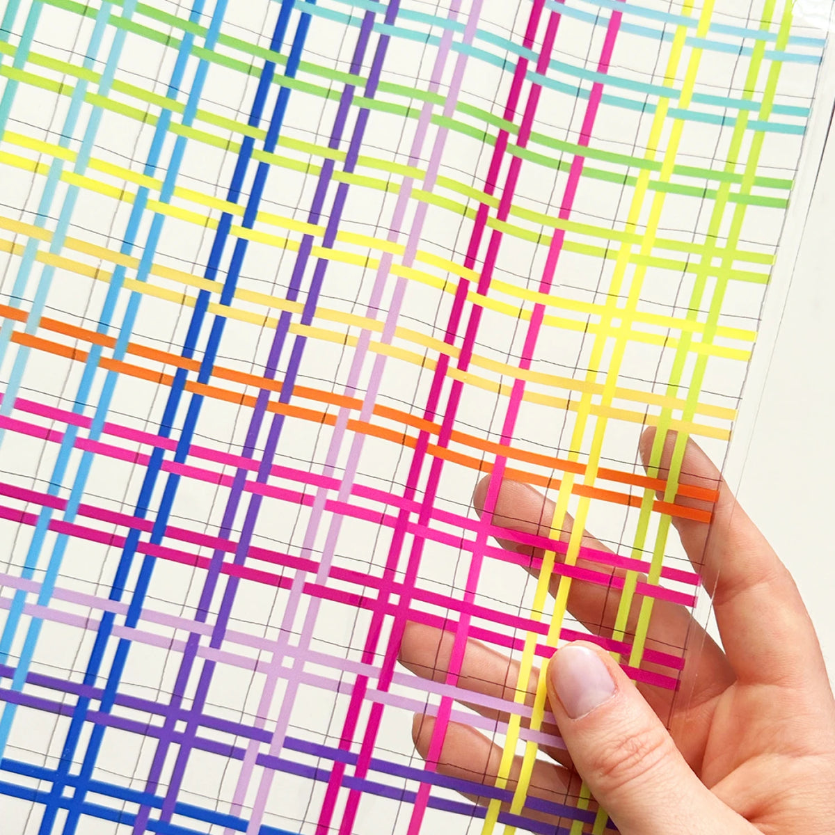 Rainbow Plaid- Clear TPU Vinyl: 12in x 53in Roll