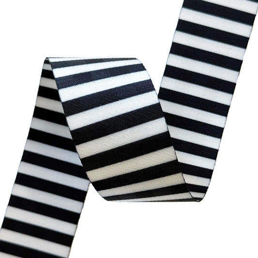 2" Black/White Striped Webbing: Sold By the Yard