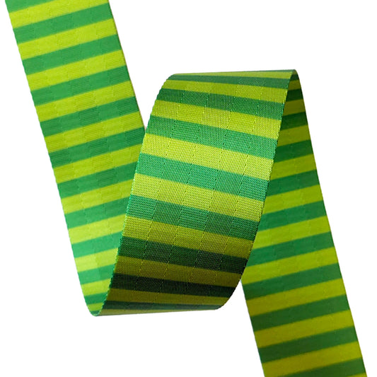 2" Green Striped Webbing: Sold By the Yard