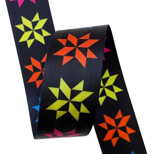 2" Colorful Sawtooth Stars Webbing: Sold By the Yard