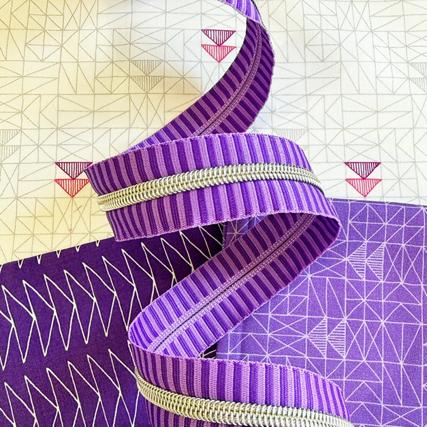 Wide Purple Zipper Tape- Nickel Teeth: 3 Yards