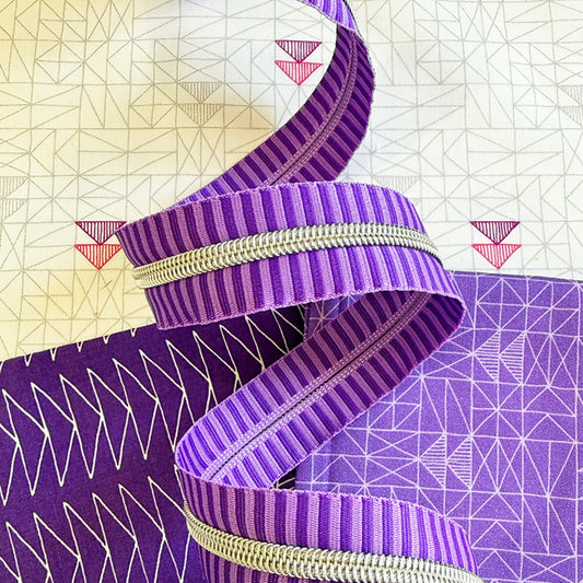 Wide Purple Zipper Tape- Nickel Teeth: 3 Yards