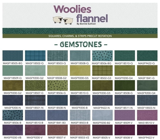 Woolies Flannel- Gemstones- Layer Cake; 42pc