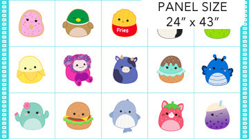 Squishmallows- White Blocks 24" Panel: Sold by the PANEL