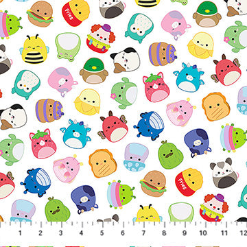 Squishmallows- White Character Toss: Sold by the 1/2 yard