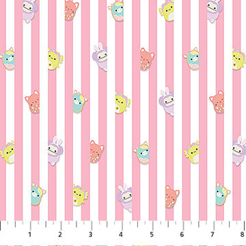 Squishmallows Springtime- Pink Stripe: Sold by the 1/2 yard