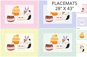 Squishmallows Springtime- White Placemat Panel 28": Sold by the PANEL