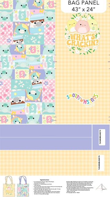 Squishmallows Springtime- White Bag Panel 24": Sold by the PANEL