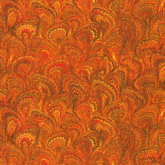 Library of Rarities- Copper Marbled Endpaper: Sold by the 1/2 yard.