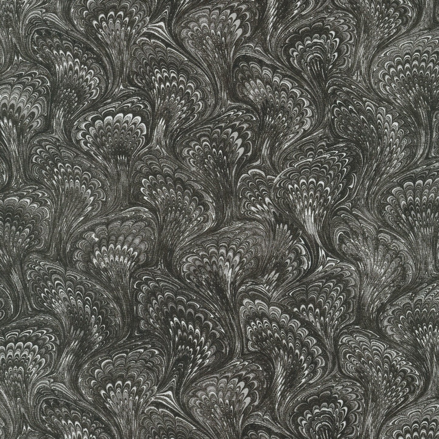 Library of Rarities- Charcoal Marbled Endpaper: Sold by the 1/2 yard.