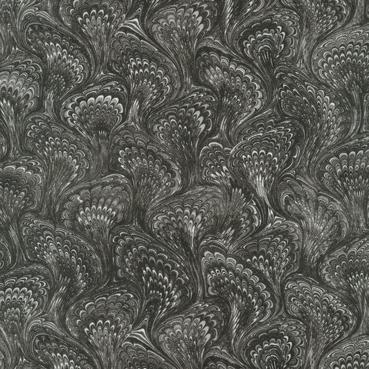 Library of Rarities- Charcoal Marbled Endpaper: Sold by the 1/2 yard.