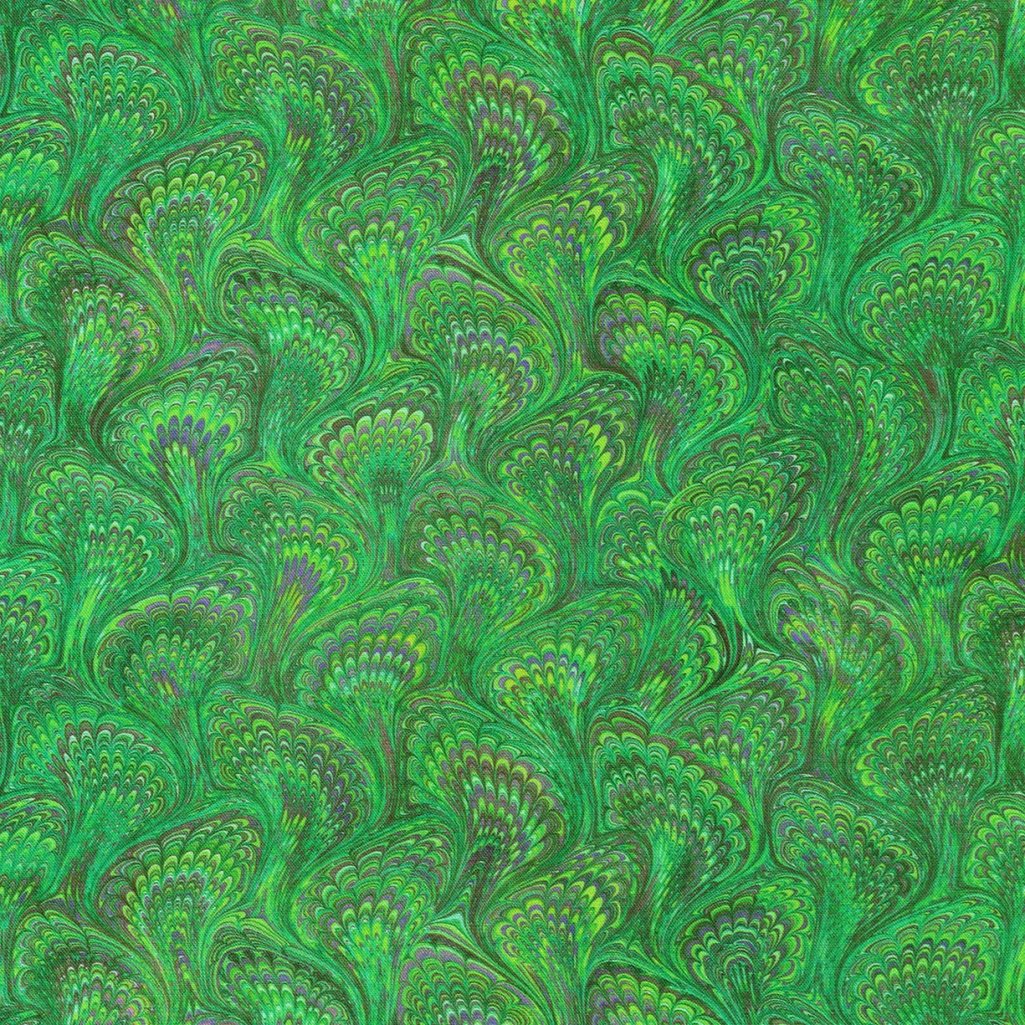 Library of Rarities- Emerald Marbled Endpaper: Sold by the 1/2 yard.