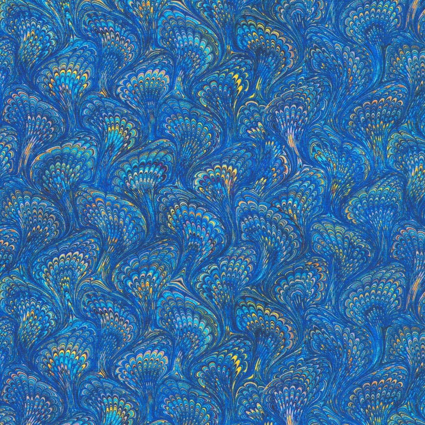 Library of Rarities- Indigo Marbled Endpaper: Sold by the 1/2 yard.