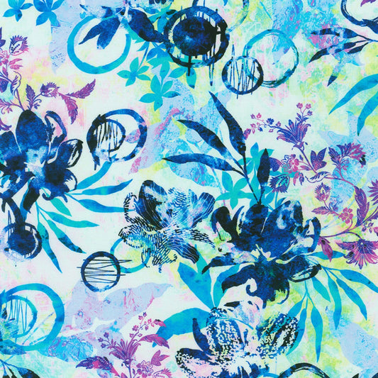 Wild Vista- Hyacinth Floral: Sold by the 1/2 yard.