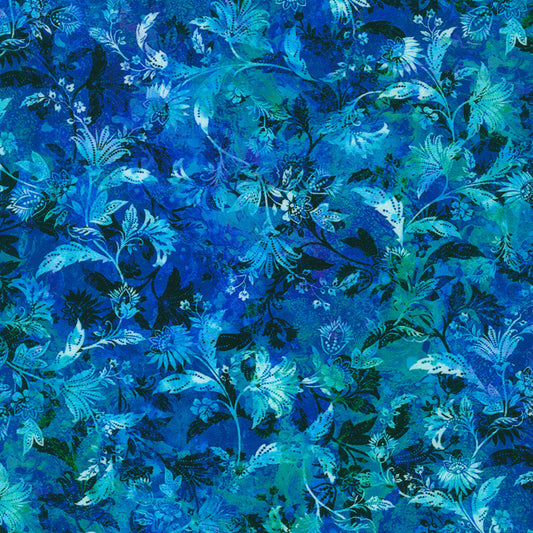 Wild Vista- Lagoon Flowers: Sold by the 1/2 yard.