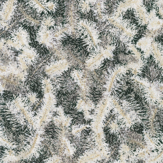 Holiday Flourish Snow Flower- Frost Pine Silver Metallic: Sold by the 1/2 yard.