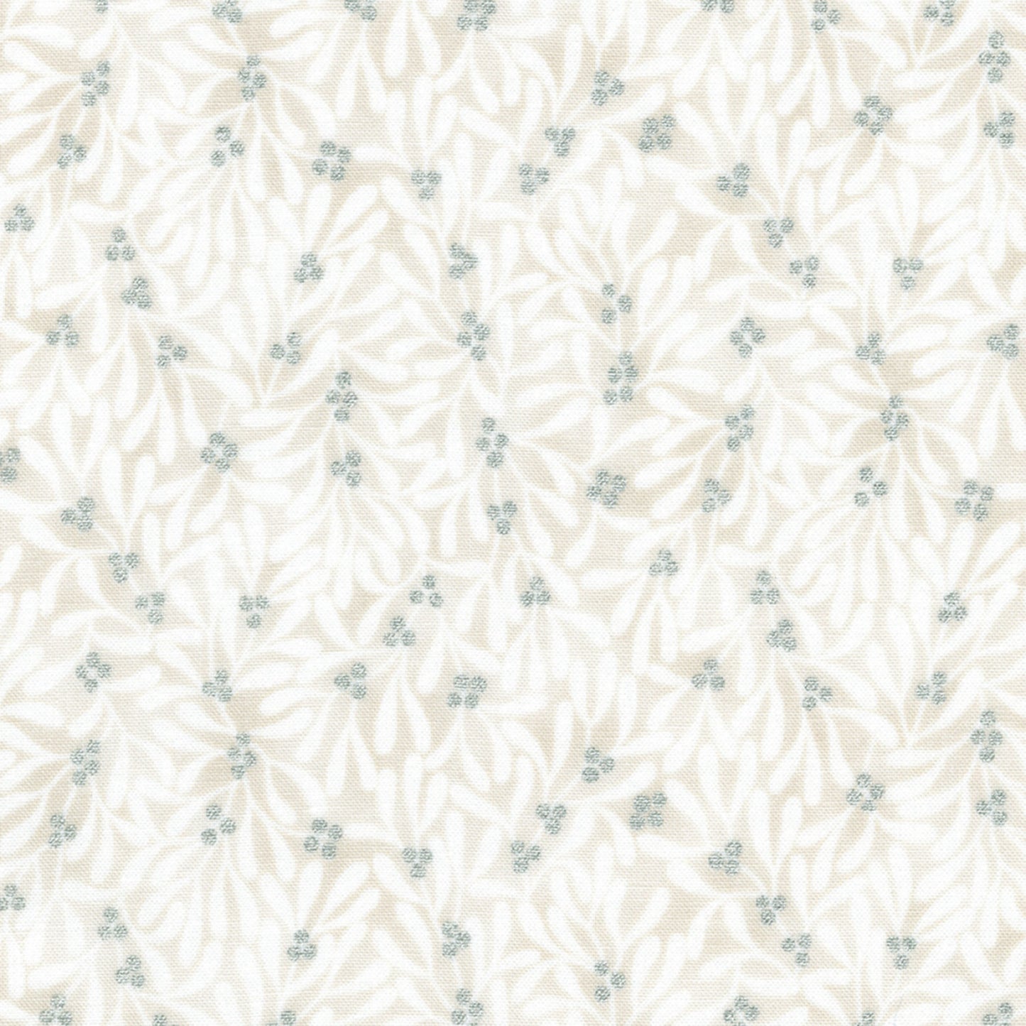 Holiday Flourish Festive Finery- Blanc Leaves Metallic: Sold by the 1/2 yard