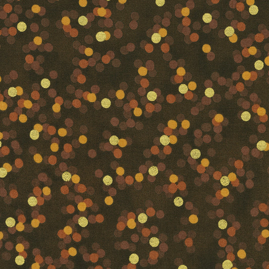 Sweet Pumpkin Spice- Walnut Dots with Metallic: Sold by the 1/2 yard.