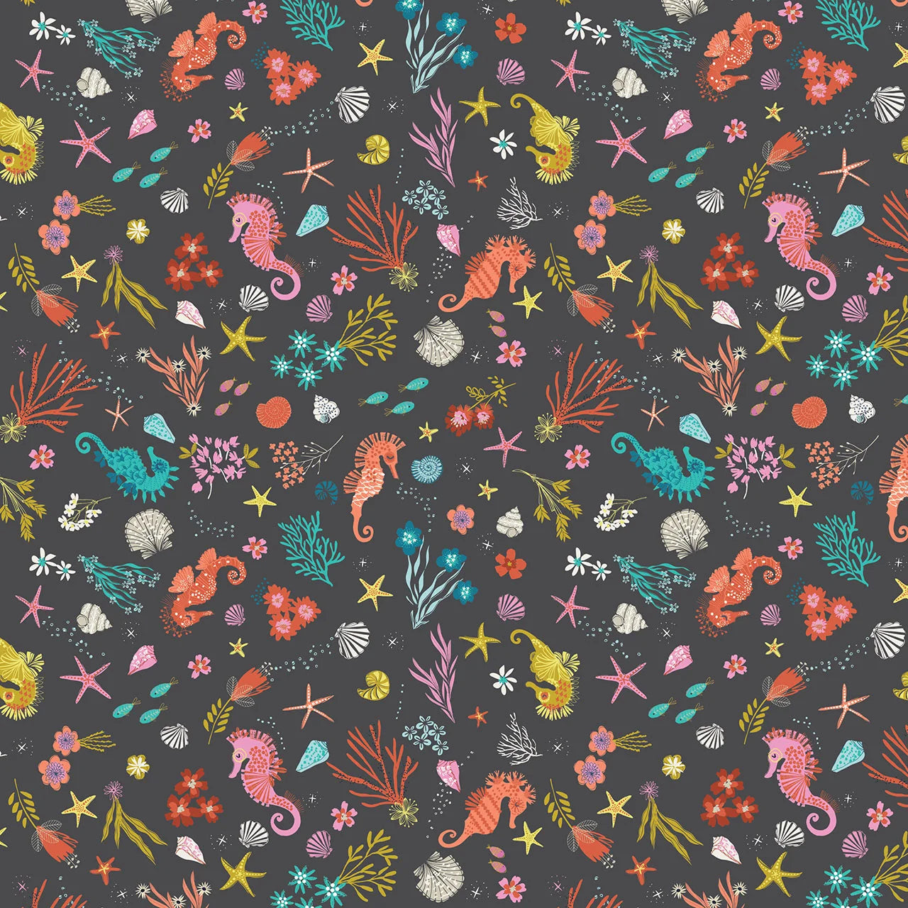 Sirens Seas- Seahorse Serenade: Sold by the 1/2 yard
