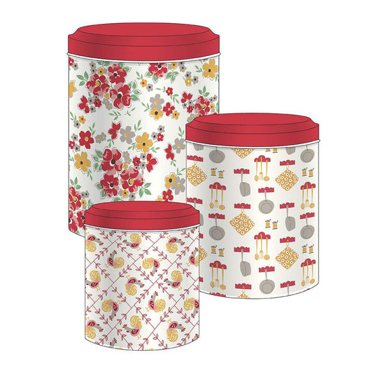 Lori Holt Cook Book Kitchen Canisters- Set of 3