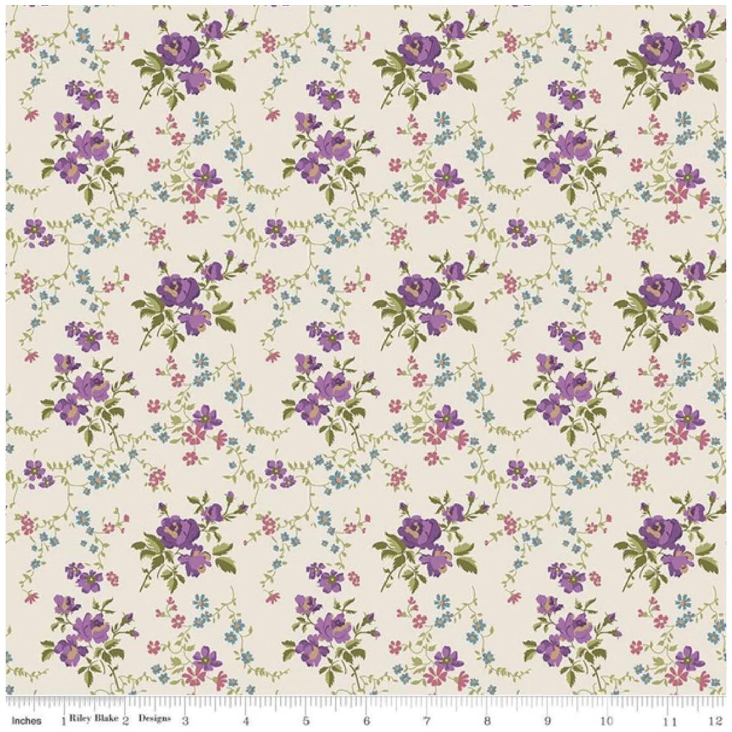 Anne of Green Gables- Cream Floral: Sold by the 1/2 Yard