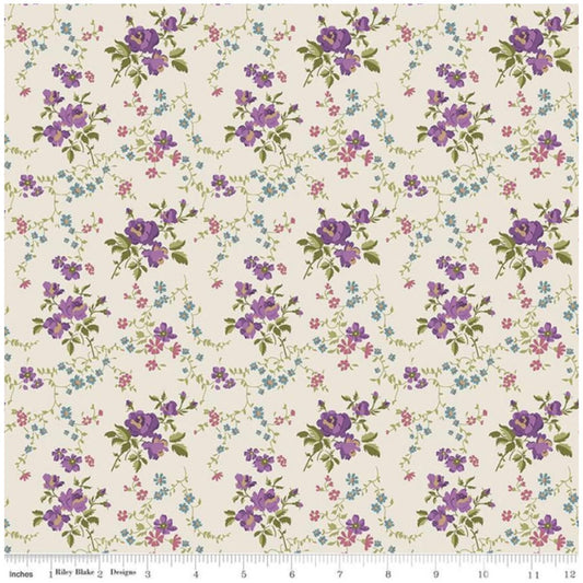 Anne of Green Gables- Cream Floral: Sold by the 1/2 Yard
