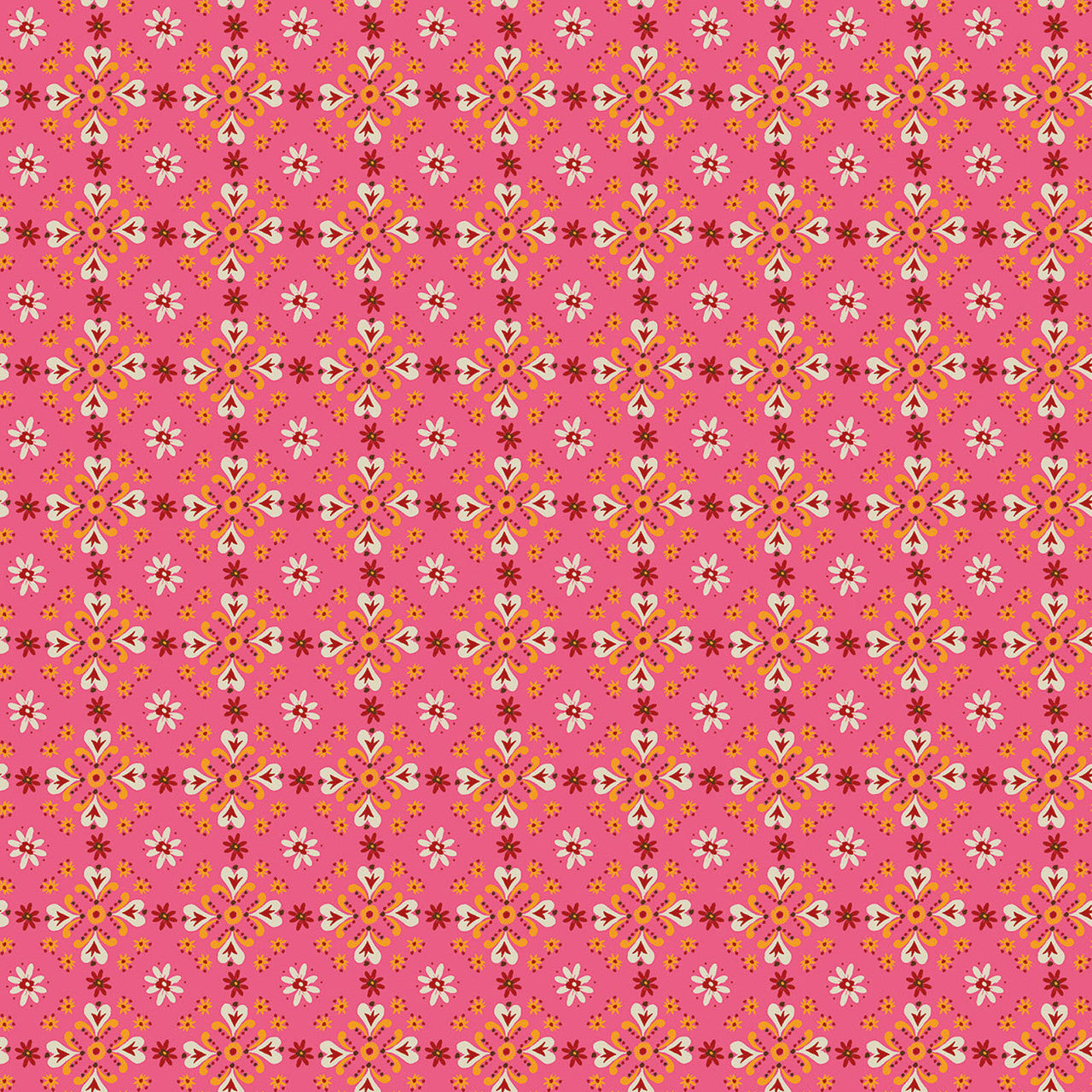 Fine Folk- Rose Folk Foulard: Sold by the 1/2 yard