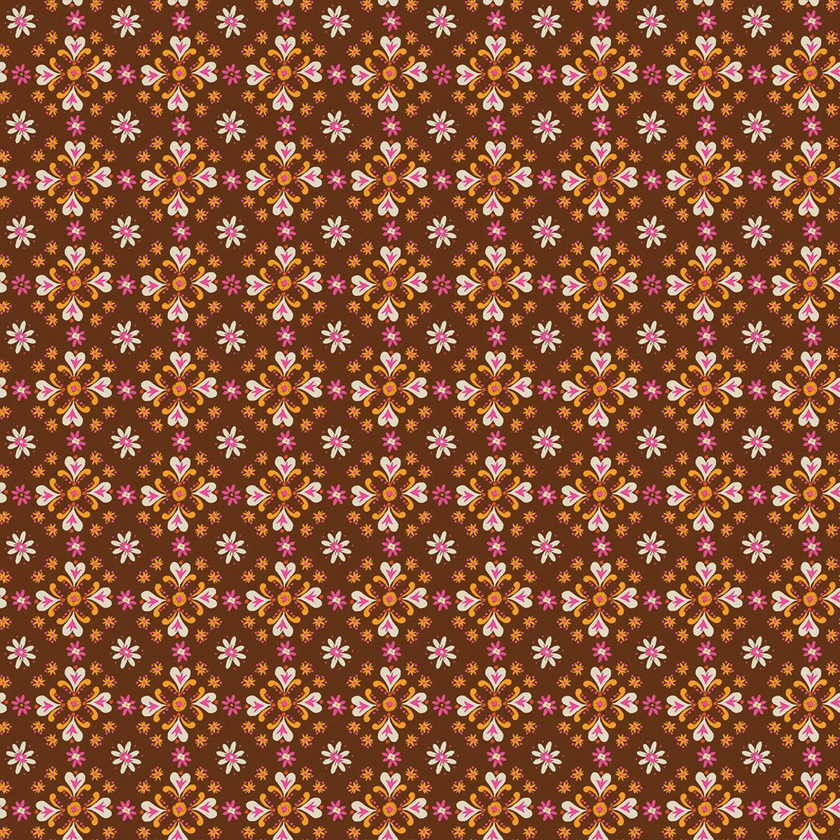 Fine Folk- Pecan Folk Foulard: Sold by the 1/2 yard
