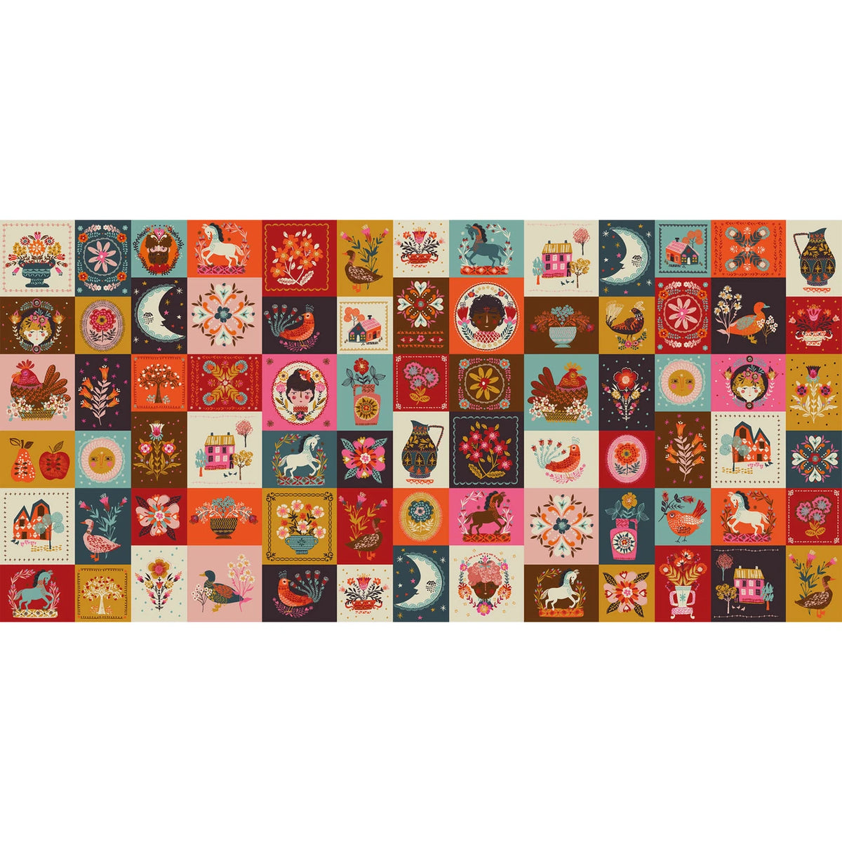 Fine Folk- Multi Quilted Folk: Sold by the 1/2 yard
