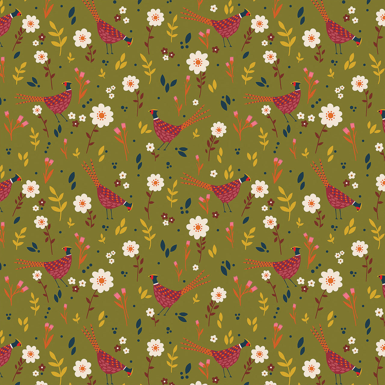 New Forest- Green Pheasant Grove: Sold by the 1/2 yard
