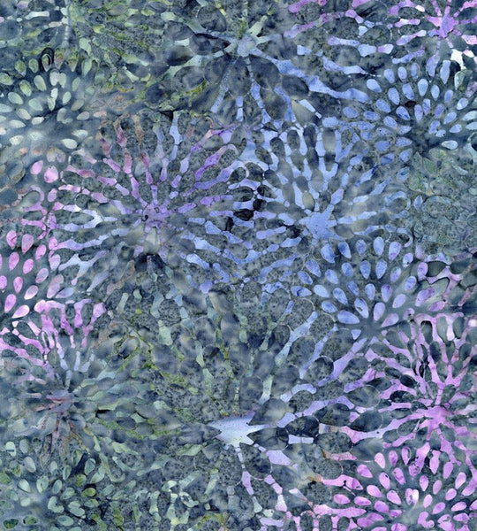 Tonga Batik- Sage Dahlias: Sold By The 1/2 Yard