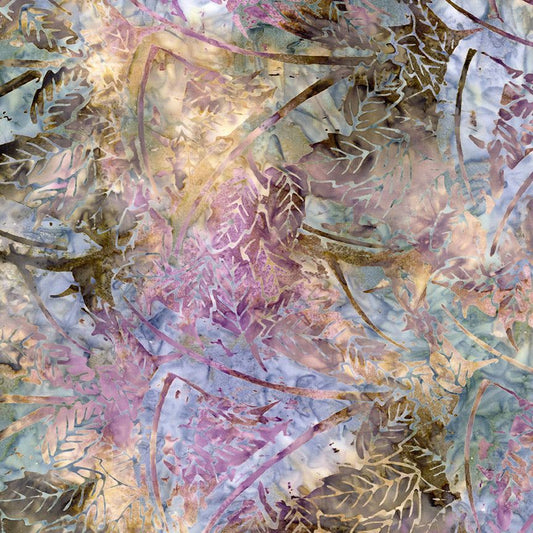 Tonga Batik- Stone Large Tropical Leaves: Sold By The 1/2 Yard