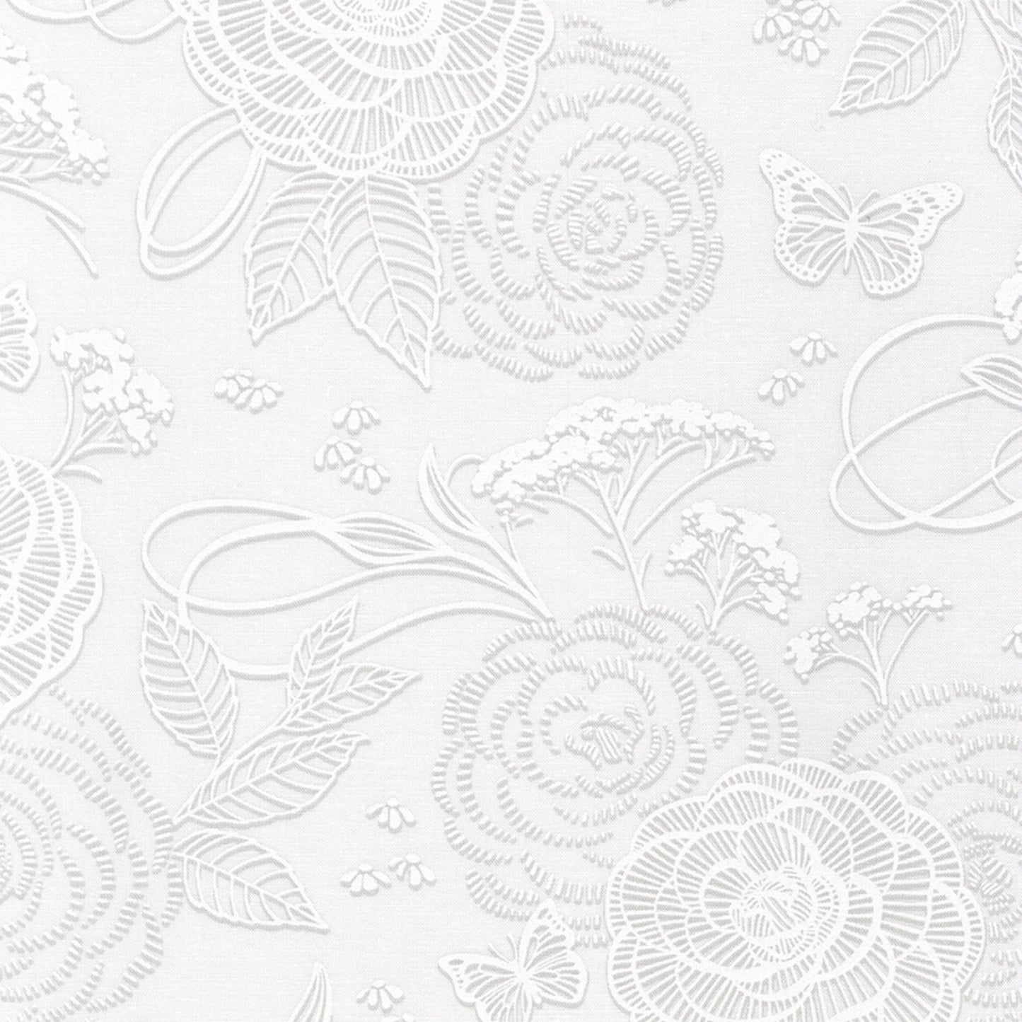 Wishwell Alabaster- Winter Floral: Sold by the 1/2 yard.