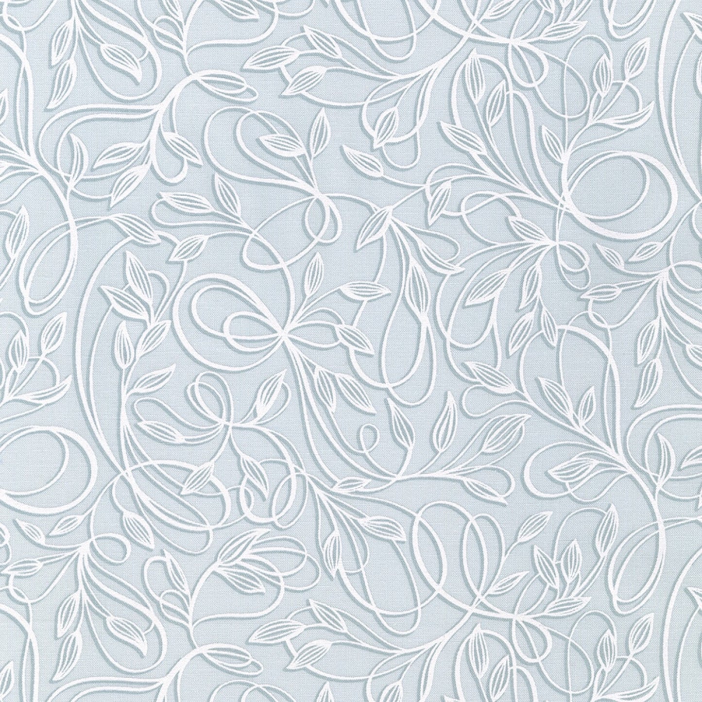 Wishwell Alabaster- Mist Leaves: Sold by the 1/2 yard.