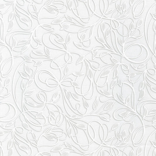 Wishwell Alabaster- Winter Leaves: Sold by the 1/2 yard.