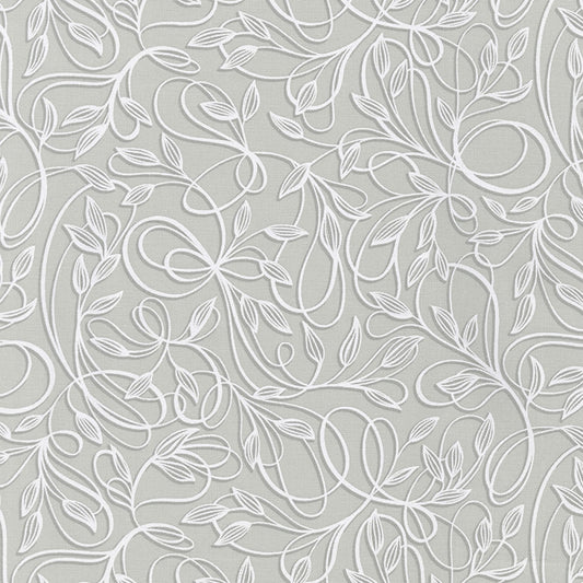Wishwell Alabaster- Dove Leaves: Sold by the 1/2 yard.