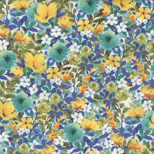Sunlit Serenade- Multi Packed Floral: Sold by the 1/2 Yard
