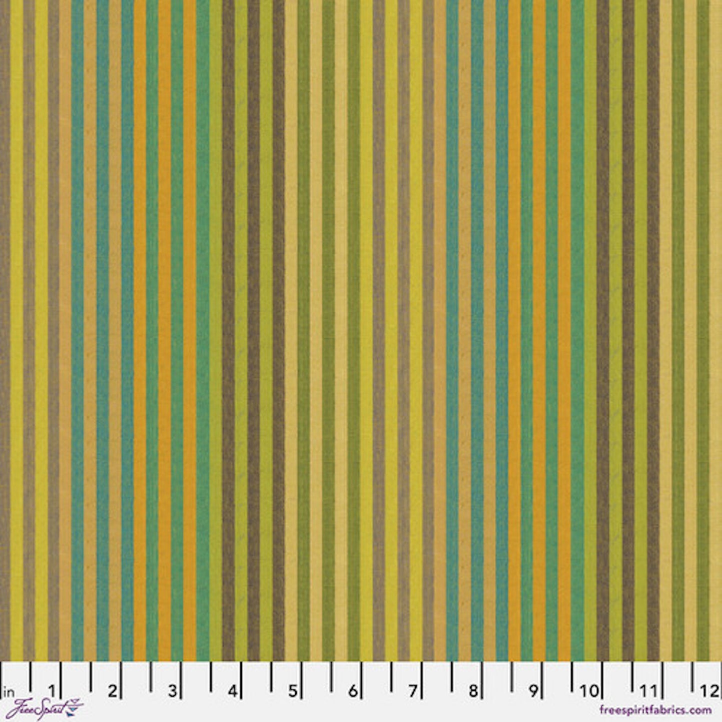 Kaffe Fassett 2025 Woven Stripes- Sprout Caterpillar Stripe: Sold by the 1/2 yard.
