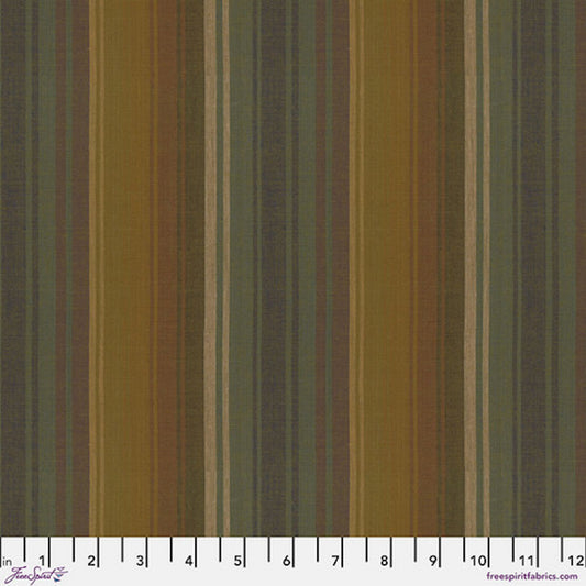 Kaffe Fassett 2025 Woven Stripes- Khaki Exotic Stripe: Sold by the 1/2 yard.
