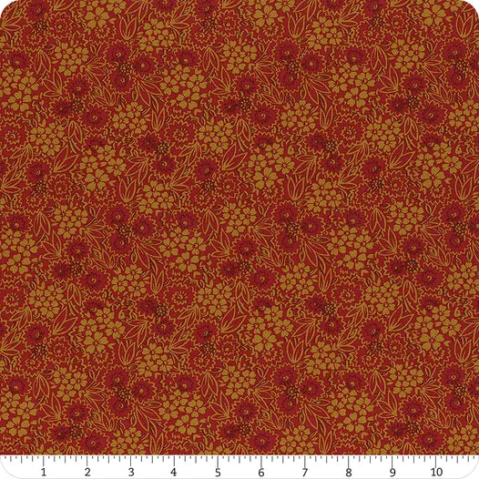Baubles & Balsam- Cranberry Pressed Flowers: Sold by the 1/2 yard