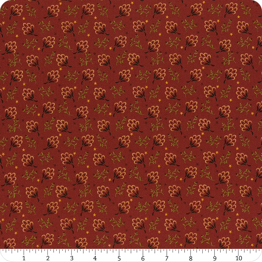Baubles & Balsam- Cranberry Clover Blossoms: Sold by the 1/2 yard