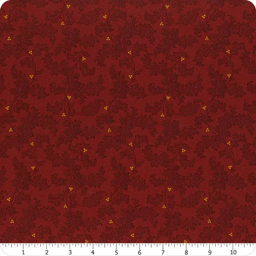 Baubles & Balsam- Cranberry Leafy Vines: Sold by the 1/2 yard