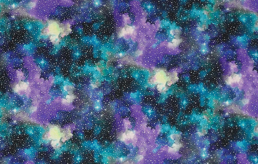 Celestial Skies- Blue/Purple Pearlescent Sparkle Light Show Sky: Sold By The 1/2 yard