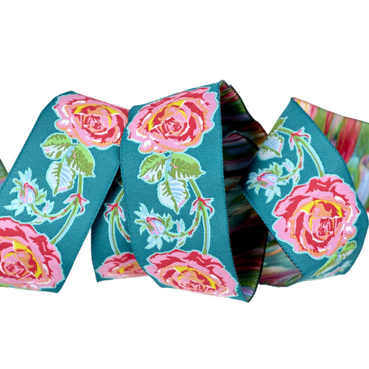 Market Days- Rosey Outlook 1-1/2" Ribbon: Sold By the Yard
